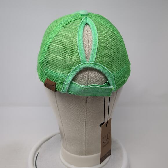 Idaho Strapback Mesh Back Trucker Hat Green One Size C.C Pony Caps W/Tags - Picture 6 of 11